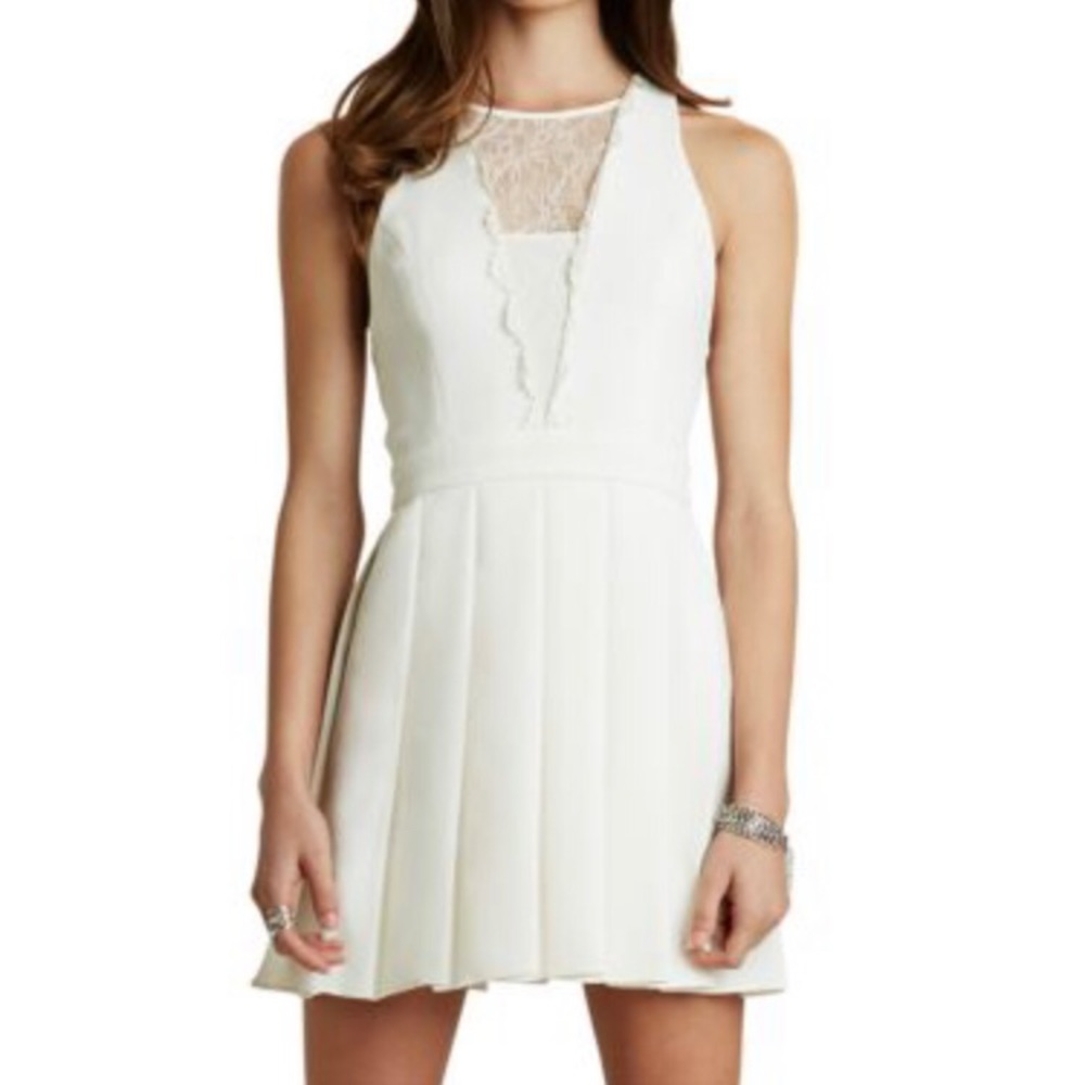BCBGeneration Pleated Cocktail Dress Lace Insert